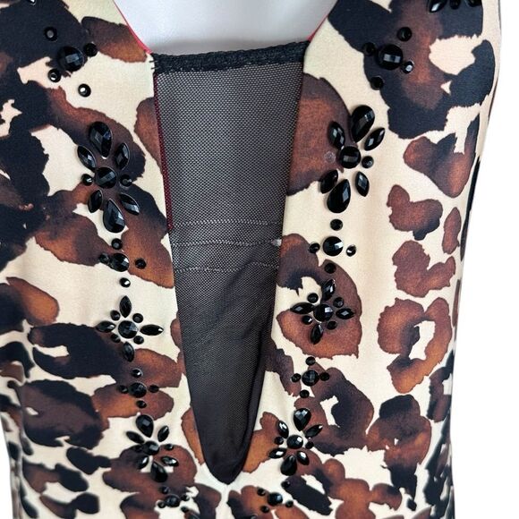 St. John Brown Cheetah Print Halter One Piece Swimsuit - Picture 4 of 10